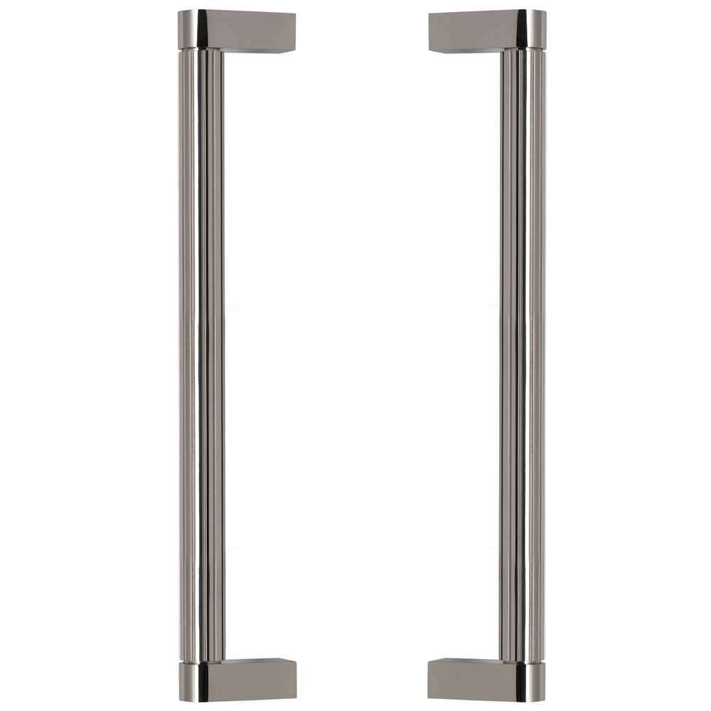 12" Centers Grooved Back to Back Door Pull in Polished Nickel Lacquered