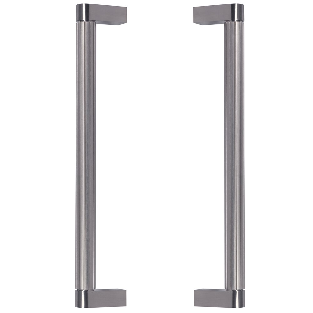 12" Centers Grooved Back to Back Door Pull in Satin Nickel Lacquered