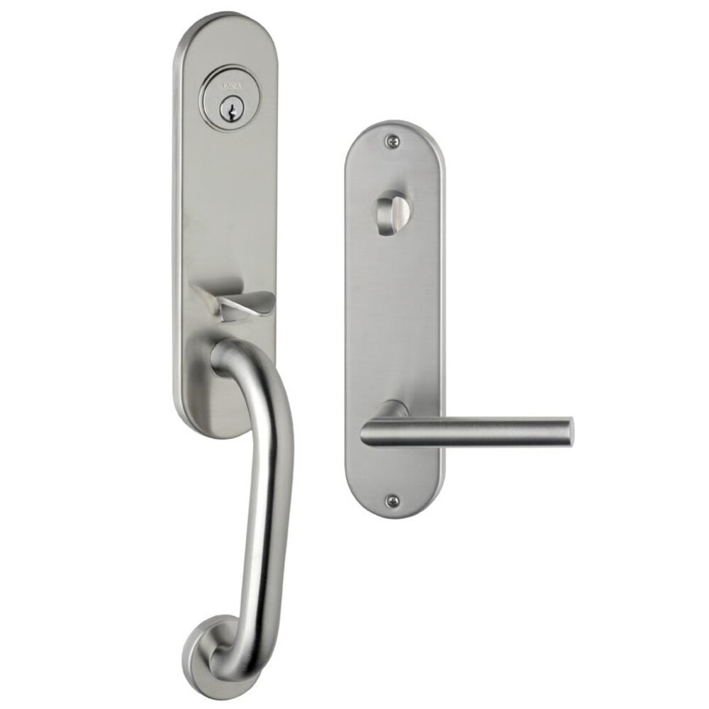 Metro Handleset with Angle Lever in Brushed Stainless Steel