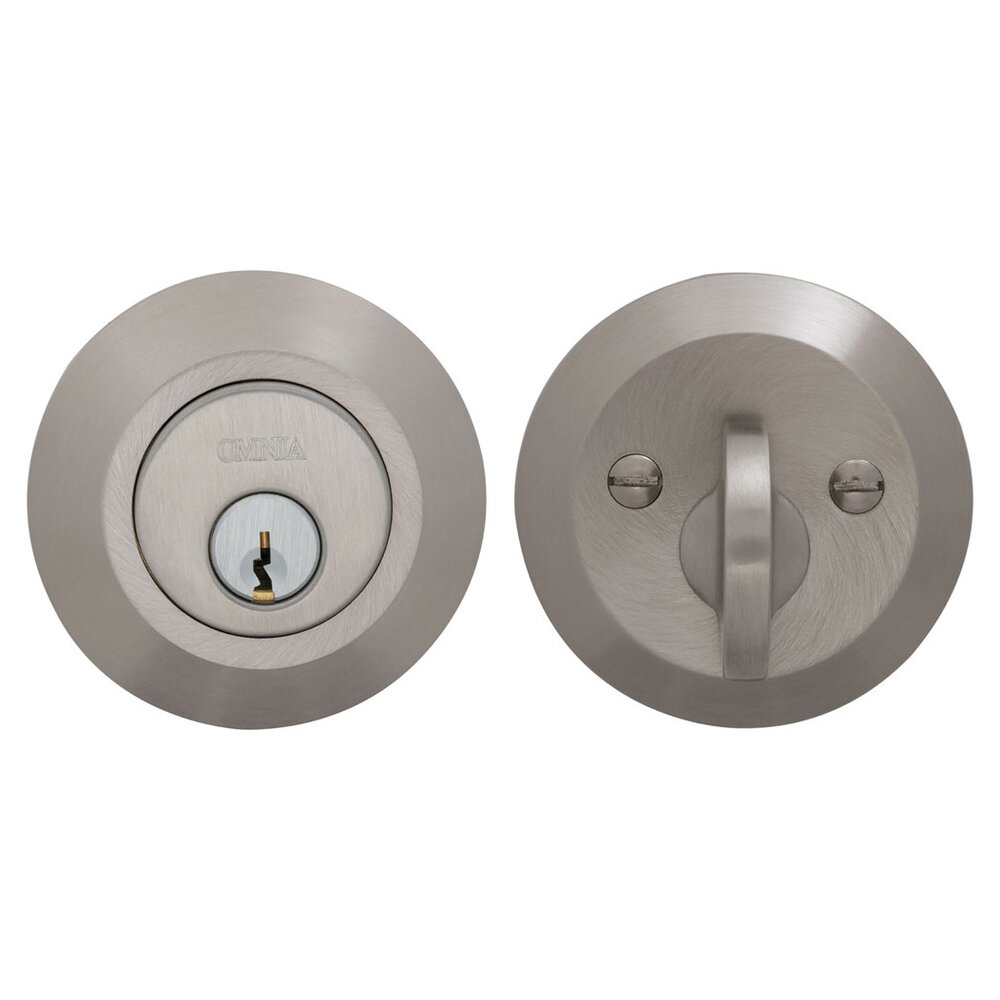Modern Auxiliary Single Deadbolt in Satin Nickel Lacquered Plated, Lacquered