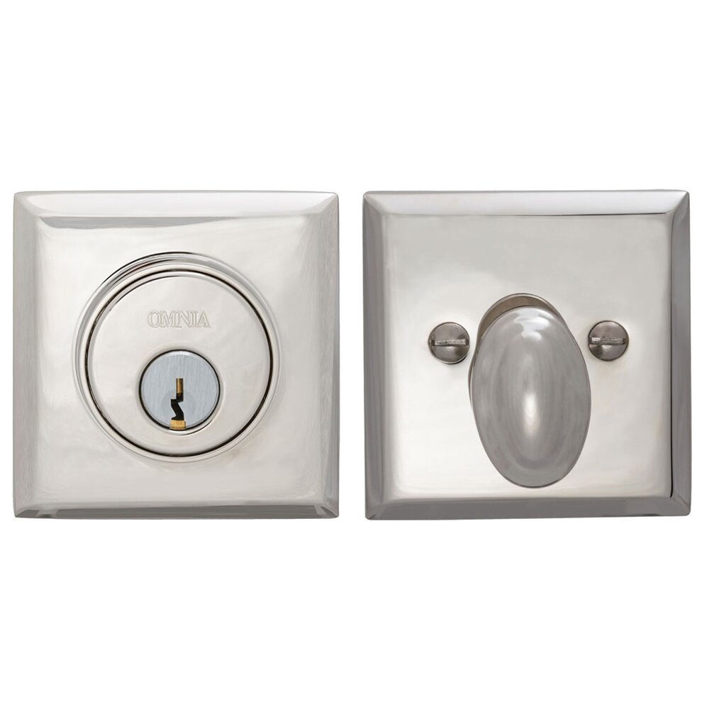 Rectangular Auxiliary Single Deadbolt in Polished Polished Nickel Lacquered Plated, Lacquered