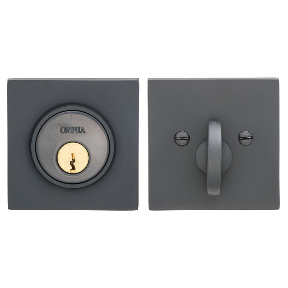 Square Single Cylinder Deadbolt in Oil Rubbed Bronze Lacquered