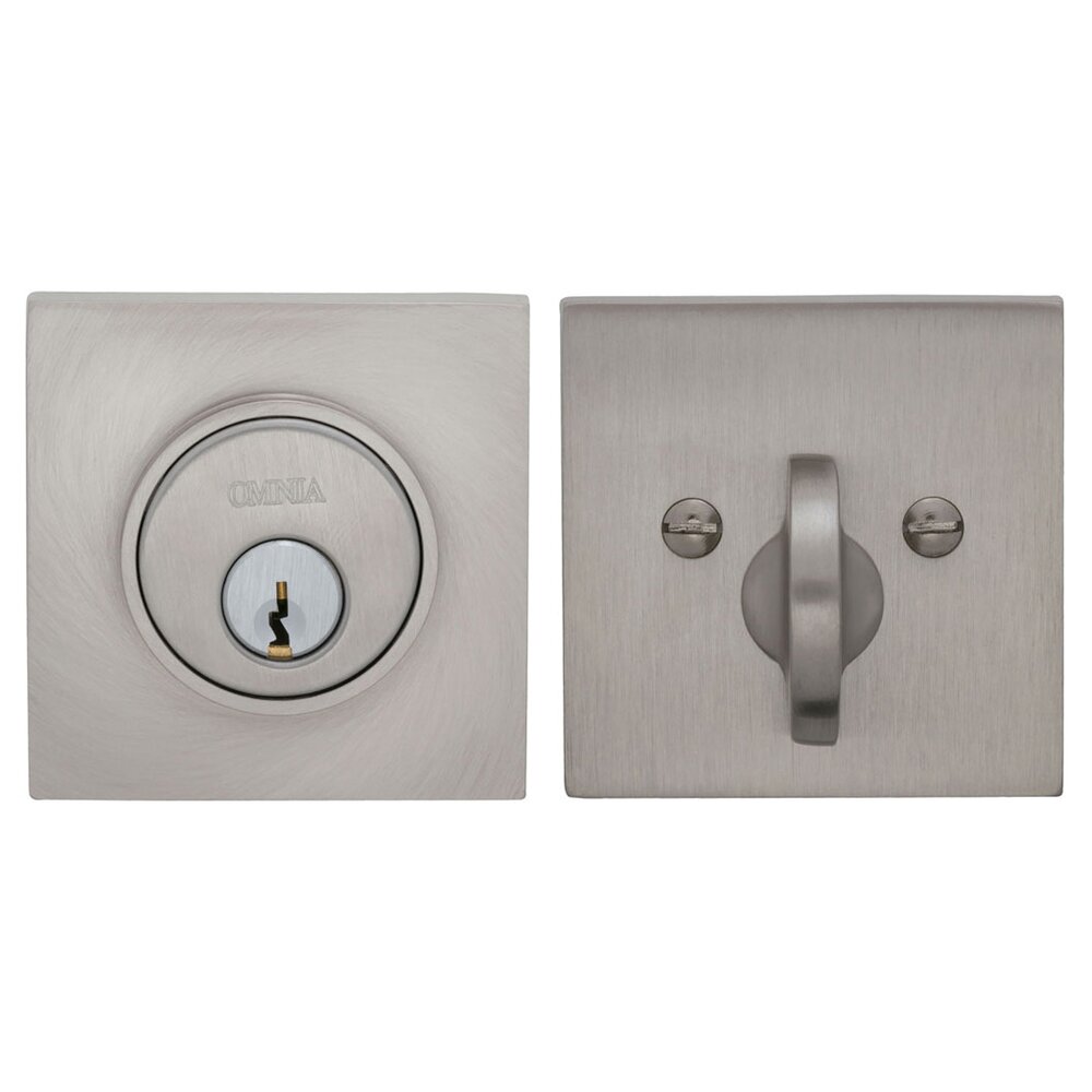 Square Single Cylinder Deadbolt in Satin Nickel Lacquered