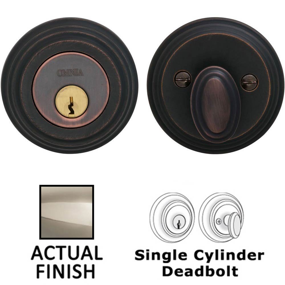Traditional Auxiliary Single Deadbolt in Polished Polished Nickel Lacquered Plated, Lacquered