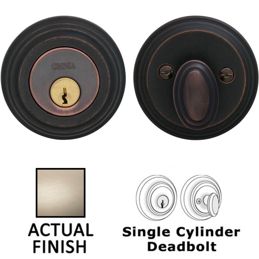 Traditional Auxiliary Single Deadbolt in Satin Nickel Lacquered