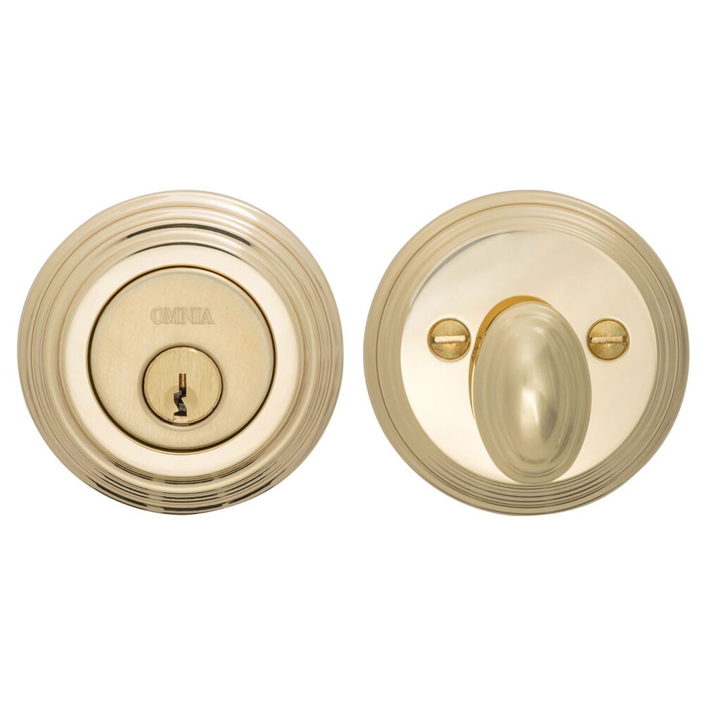 Traditional Auxiliary Single Deadbolt in Polished Brass Lacquered