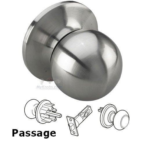 Passage Ball Door Knob with 4-Way Latch in Satin Nickel