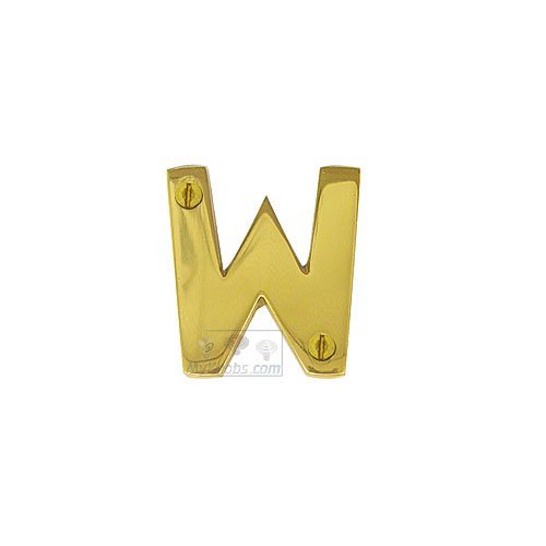 2" Solid Front Fixing Letters W in Polished Brass