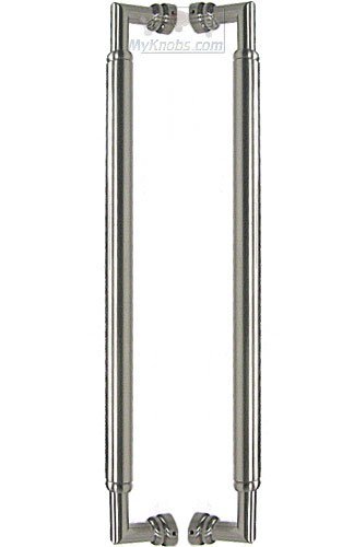 18" Centers Cylinder Middle Door Pull in Satin Nickel (Set of 2)