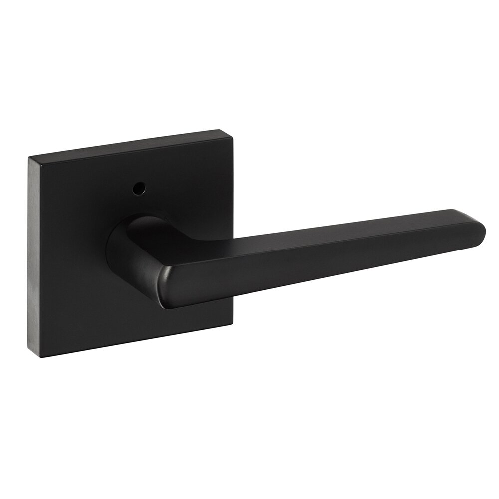 Ridgecrest Modern Basel 28° Privacy Door Lever with Square Rosette in Flat Black