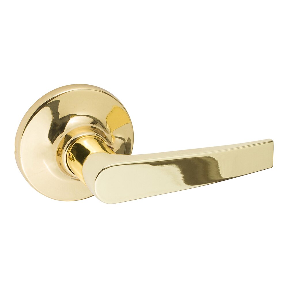 Cedar Passage Door Lever with Round Rosette in Polished Brass