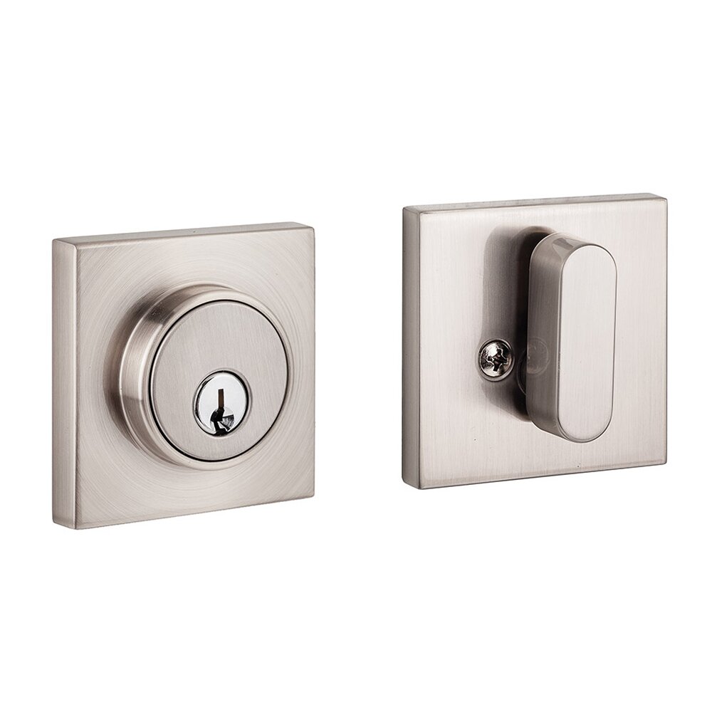 Single Cylinder Square Modern Deadbolt in  Satin Stainless