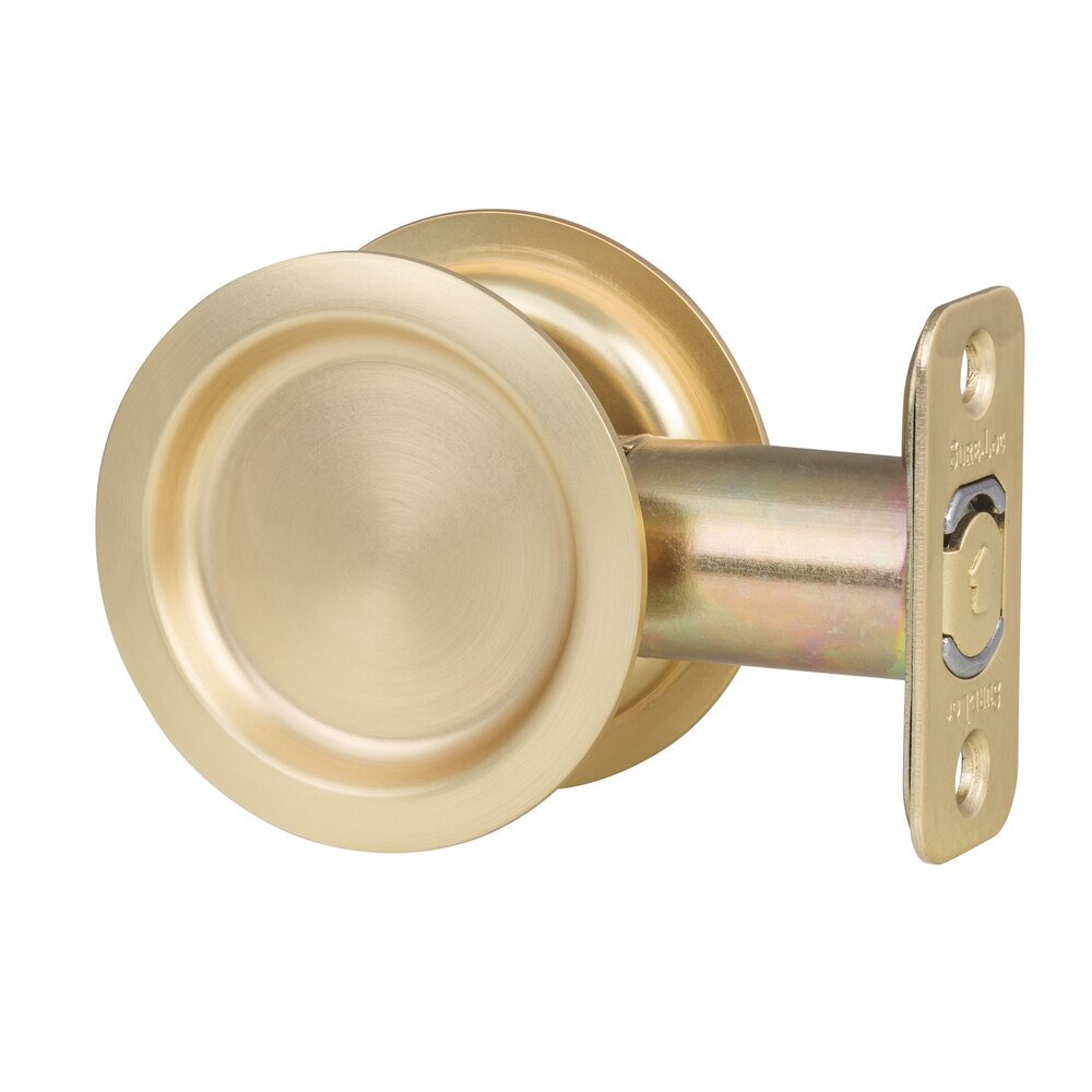 Round Pocket Door Pull - Passage In Satin Brass