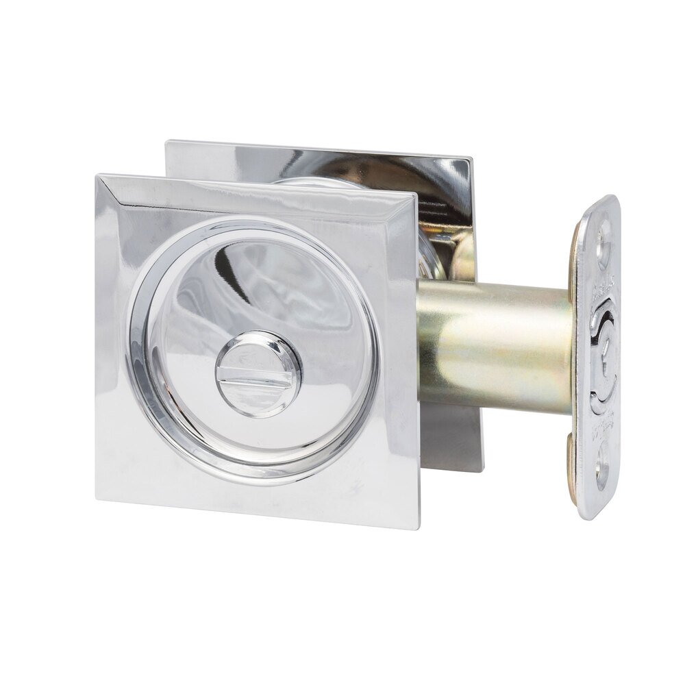 Square Pocket Door Pull - Privacy In Polished Chrome
