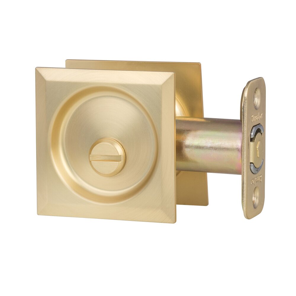 Square Pocket Door Pull - Privacy In Satin Brass