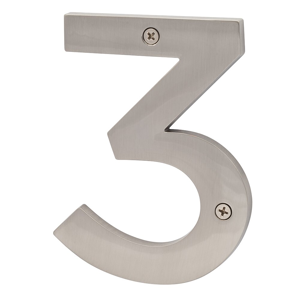 #3 5" Zinc House Number in Satin Nickel