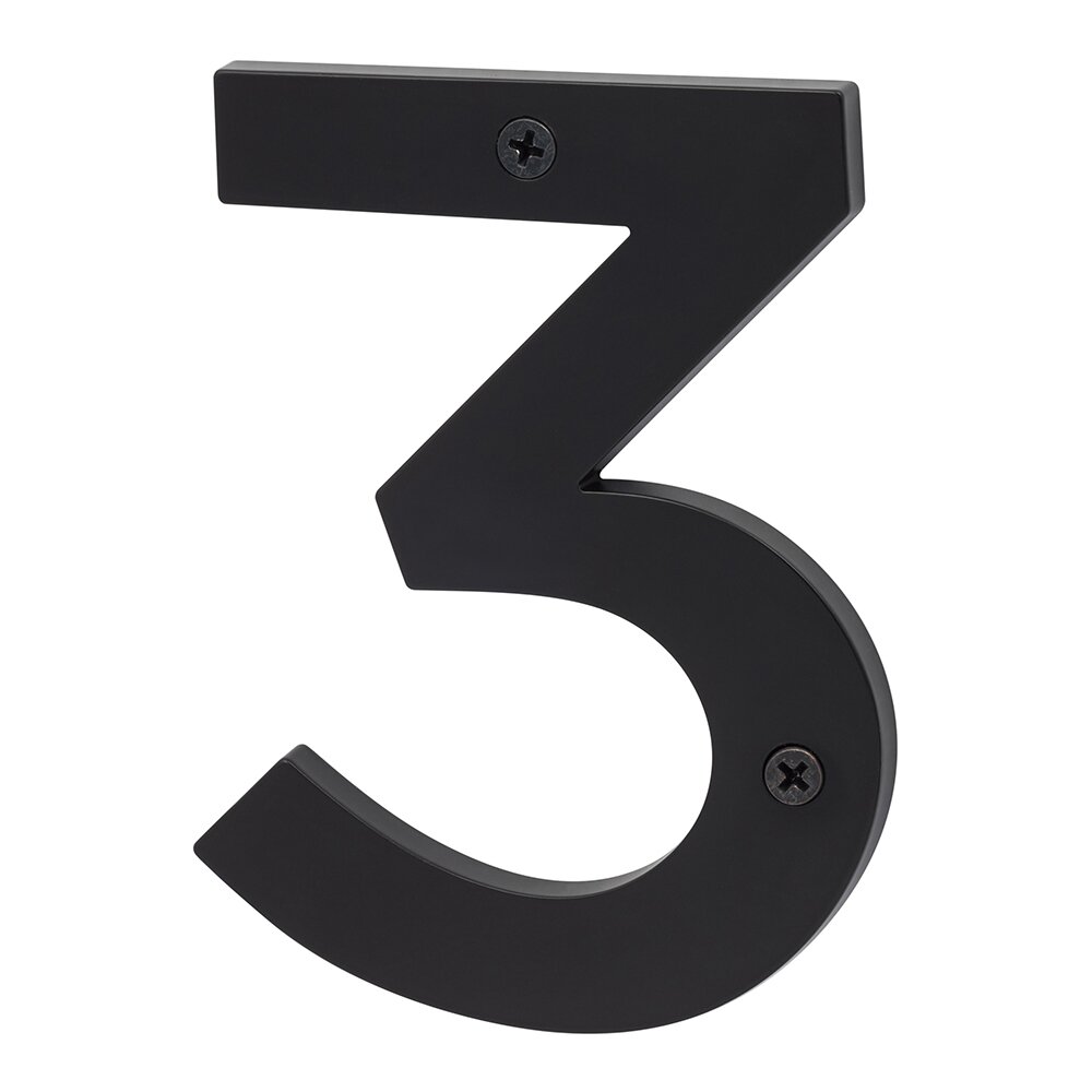 #3 5" Zinc House Number in Flat Black