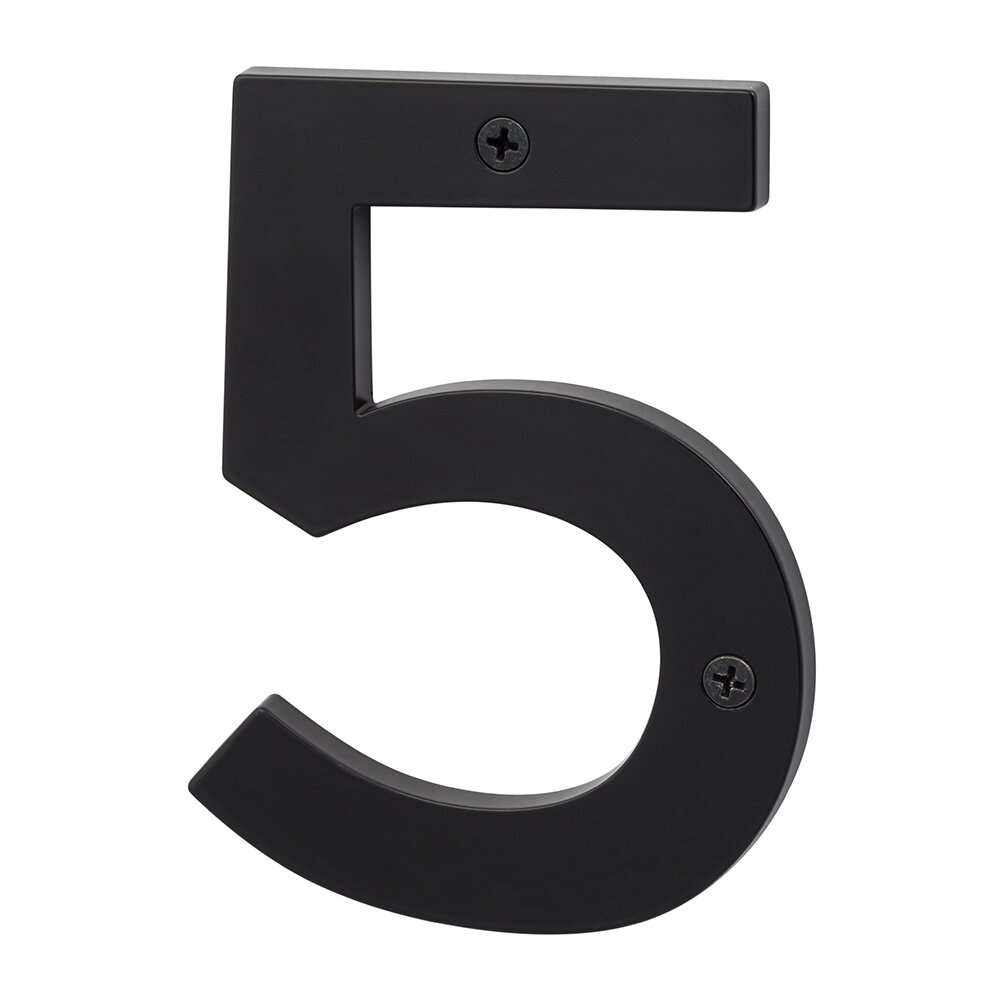 #5 5" Zinc House Number in Flat Black