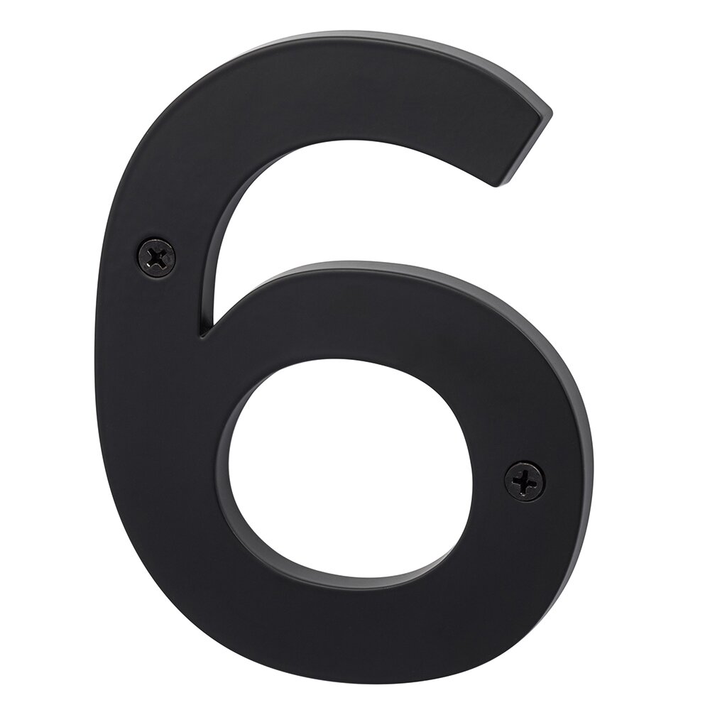 #6 5" Zinc House Number in Flat Black