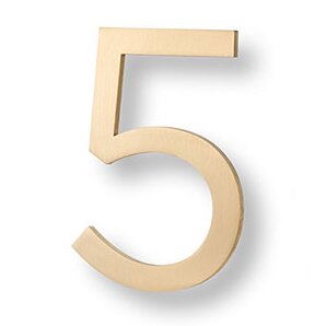 #5 6" Floating House Number in Satin Brass