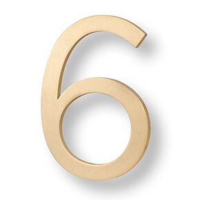 #6 6" Floating House Number in Satin Brass