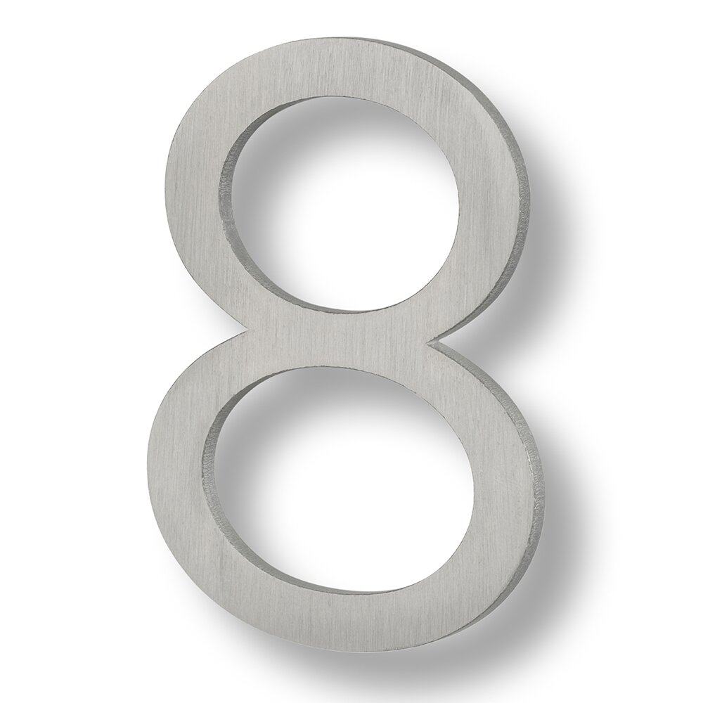#8 6" Floating House Number in Brushed Aluminum