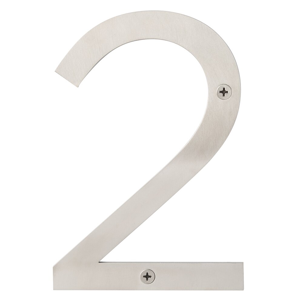 #2 6" Stainless Steel House Number in Satin Stainless