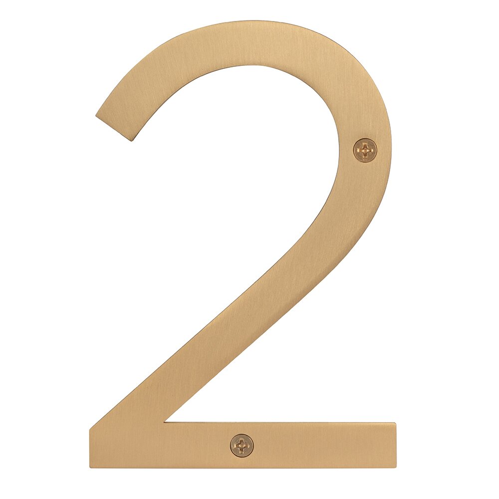 #2 6" Stainless Steel House Number in Satin Brass