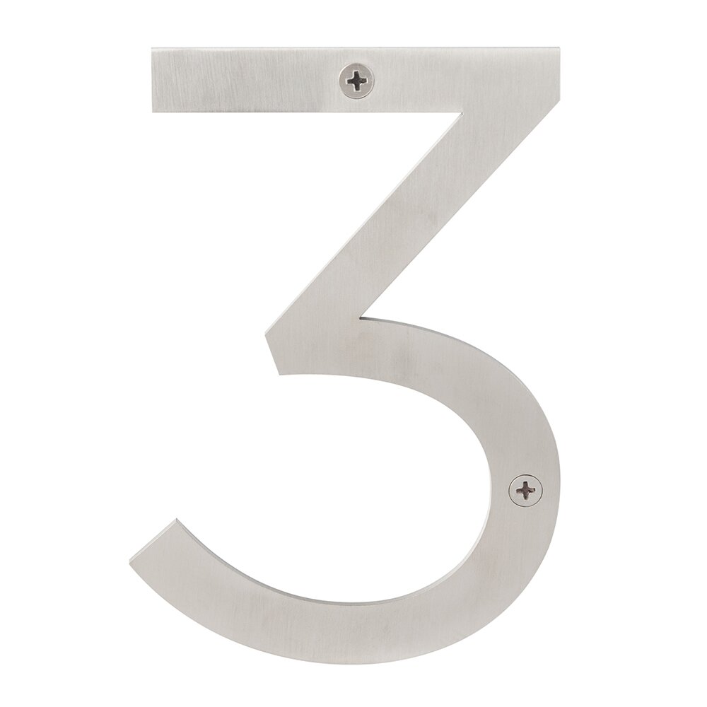 #3 6" Stainless Steel House Number in Satin Stainless
