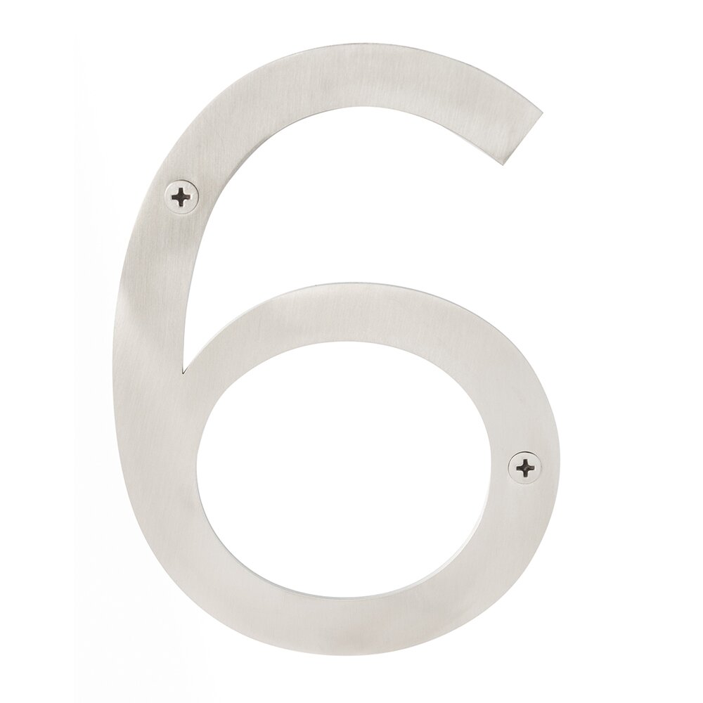 #6 6" Stainless Steel House Number in Satin Stainless