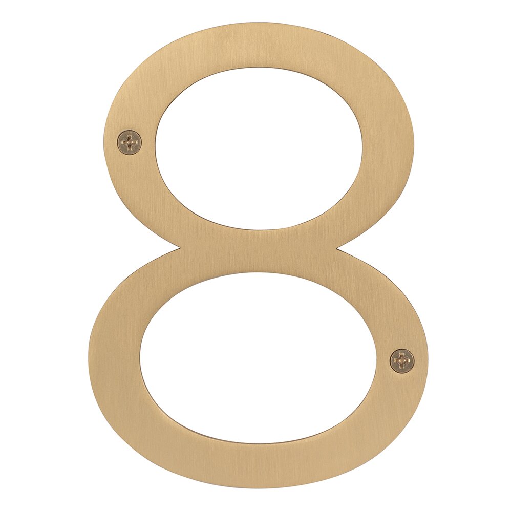 #8 6" Stainless Steel House Number in Satin Brass