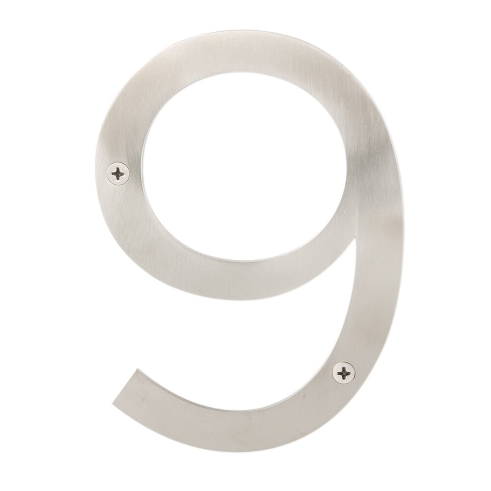 #9 6" Stainless Steel House Number in Satin Stainless