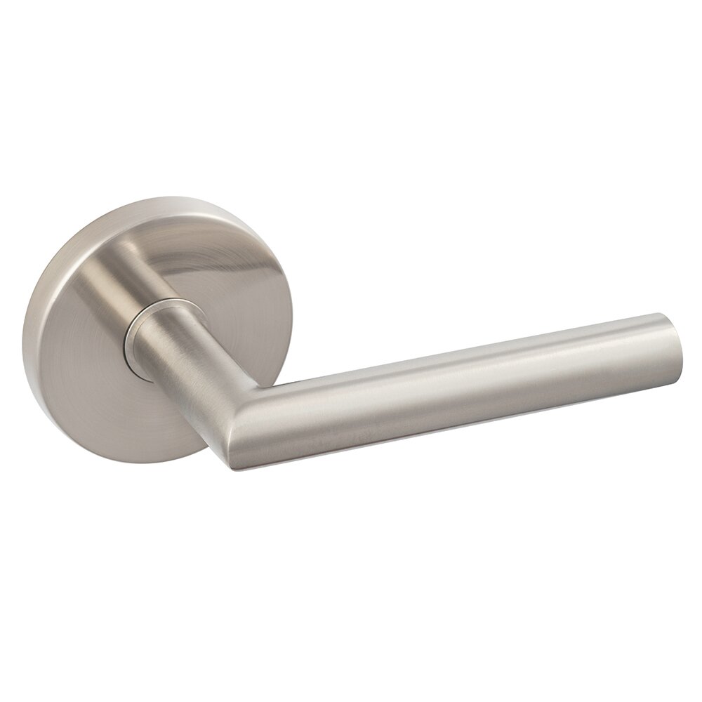 Hanover Passage Door Lever with Round Rosette in Satin Stainless