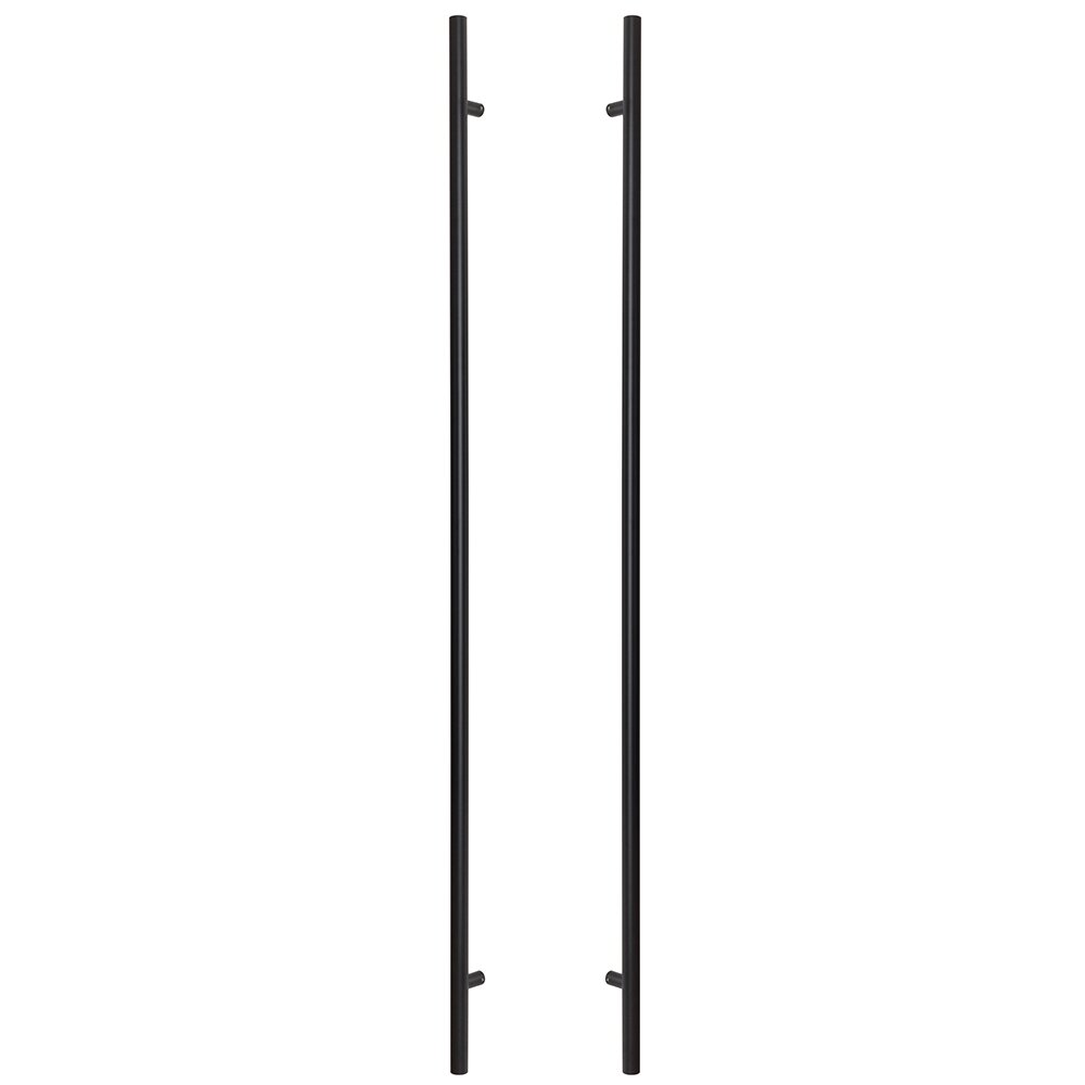 72" Centers Back to Back Round Long Door Pull in Flat Black