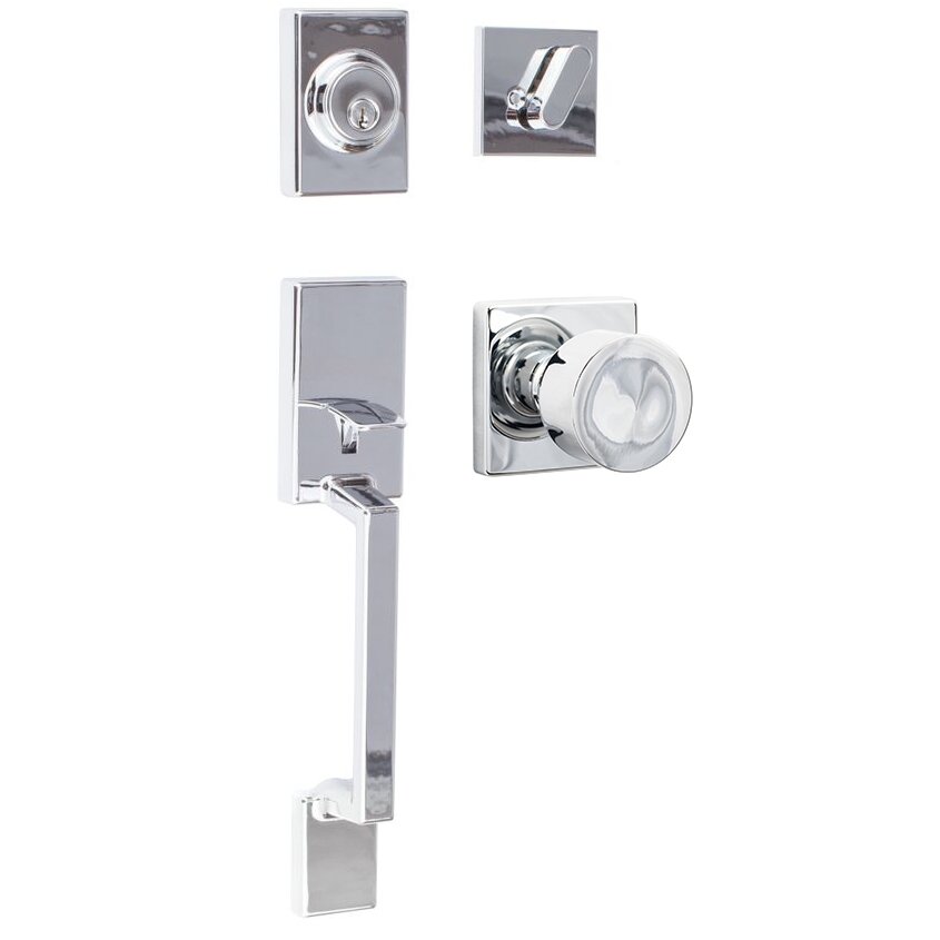 Stockholm Handleset with Bergen Knob Square Trim in Polished Chrome