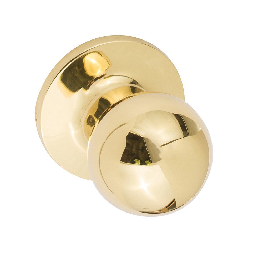 Tahoe Single Dummy Door Knob with Round Rosette in Polished Brass