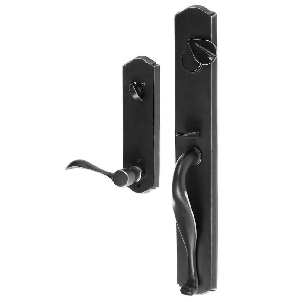 Wasatch Dummy Handleset with Right Handed Sandstone Lever in Flat Black