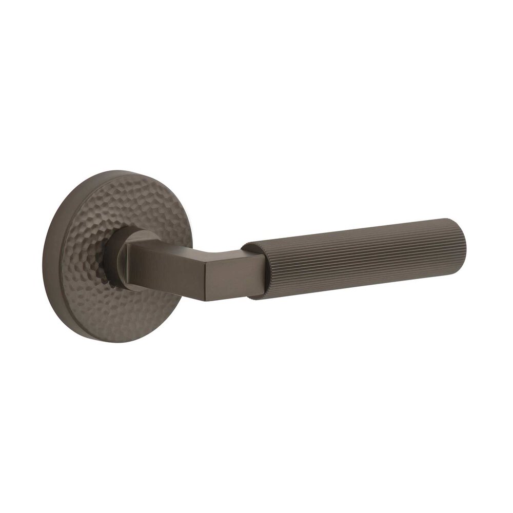 Circolo Hammered Rosette Single Dummy with Contempo Fluted Lever in Titanium Gray