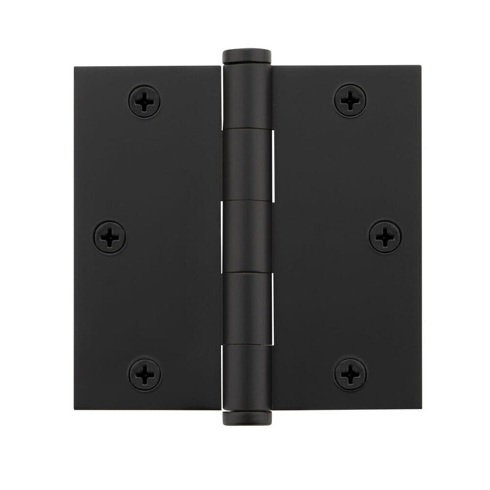 3 1/2" Button Tip Residential Hinge with Square Corners in Satin Black (Sold Individually)