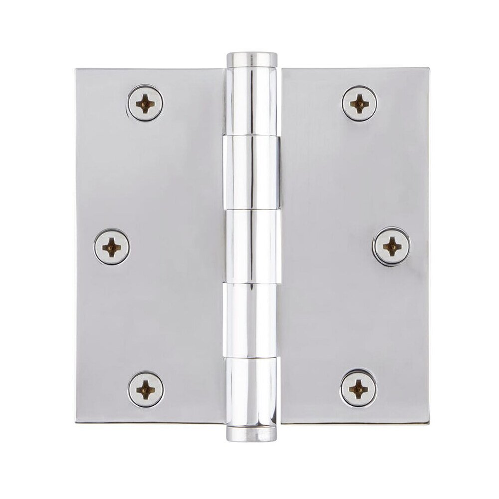 3 1/2" Button Tip Residential Hinge with Square Corners in Bright Chrome (Sold Individually)