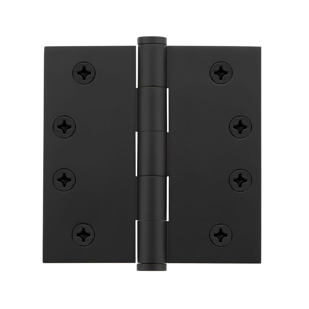 4" Button Tip Heavy Duty Hinge with Square Corners in Satin Black (Sold Individually)