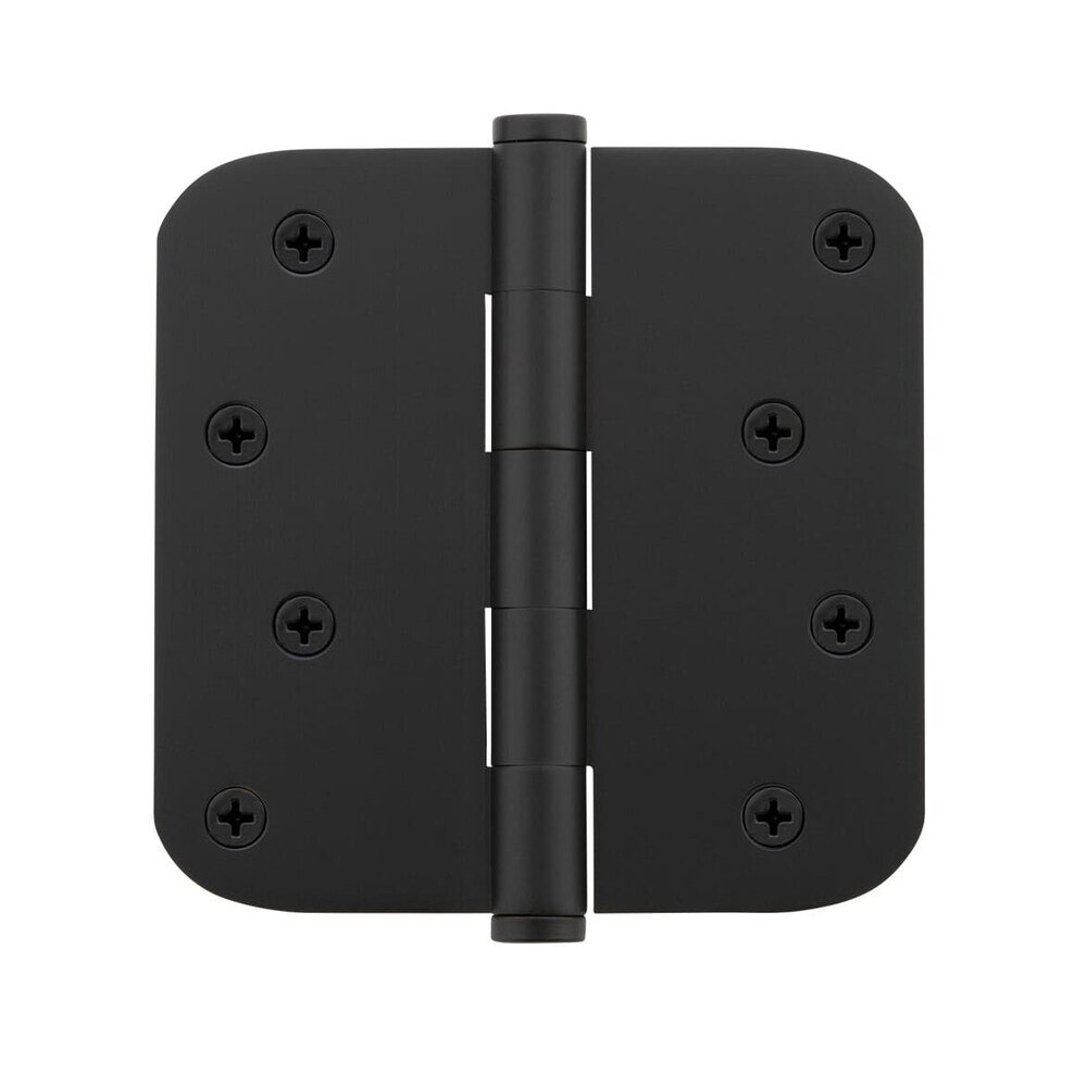 4" Button Tip Residential Hinge with 5/8" Radius Corners in Satin Black (Sold Individually)