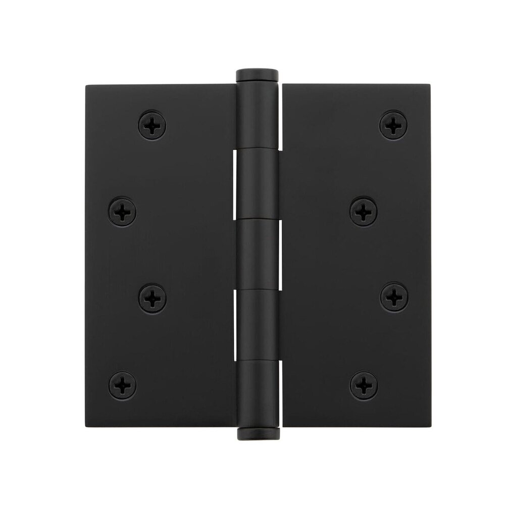 4" Button Tip Residential Hinge with Square Corners in Satin Black (Sold Individually)