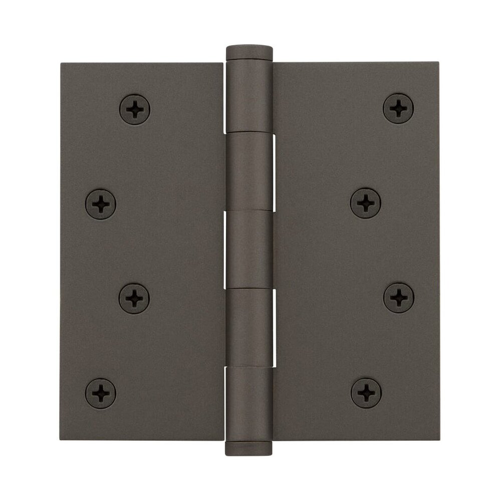 4" Button Tip Residential Hinge with Square Corners in Titanium Gray (Sold Individually)