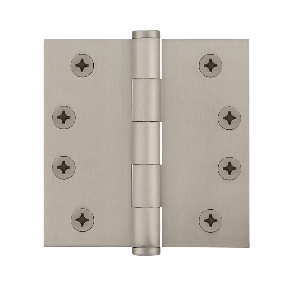 4" Button Tip Heavy Duty Hinge with Square Corners in Satin Nickel (Sold Individually)