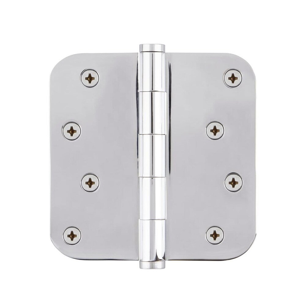 4" Button Tip Residential Hinge with 5/8" Radius Corners in Bright Chrome (Sold Individually)