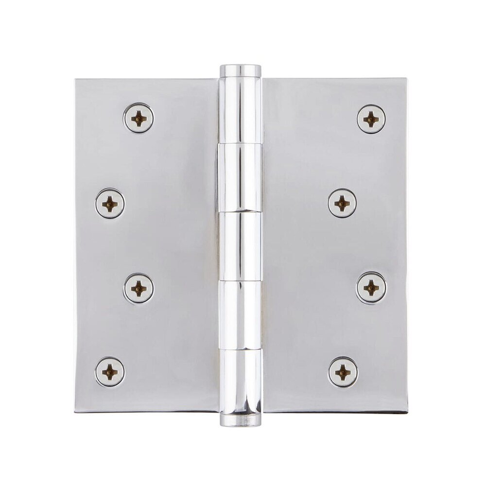 4" Button Tip Residential Hinge with Square Corners in Bright Chrome (Sold Individually)