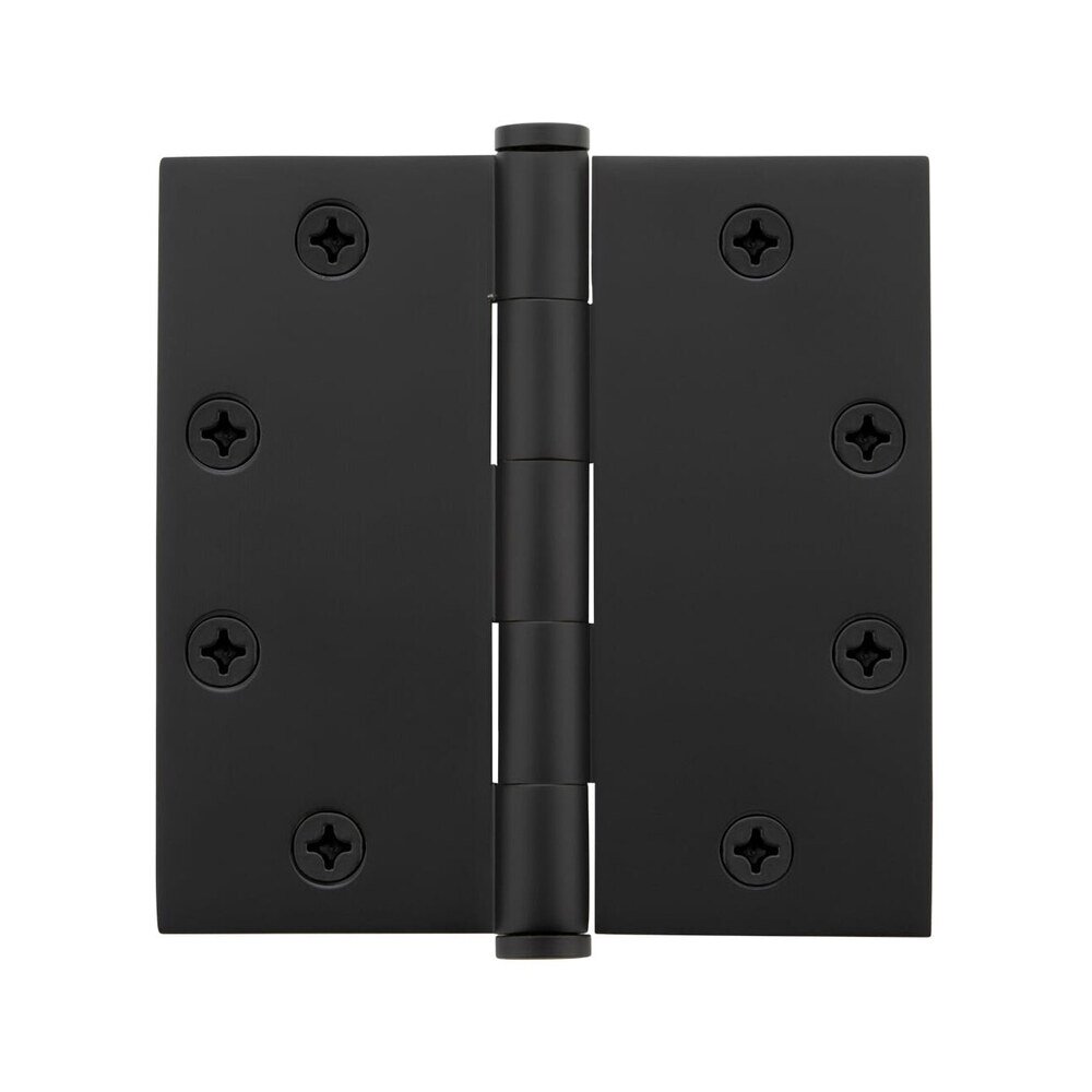 4.5" Button Tip Heavy Duty Hinge with Square Corners in Satin Black (Sold Individually)