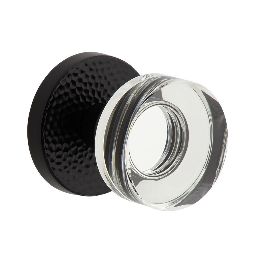 Complete Passage Set - Circolo Hammered Rosette with Circolo Crystal Knob in Satin Black