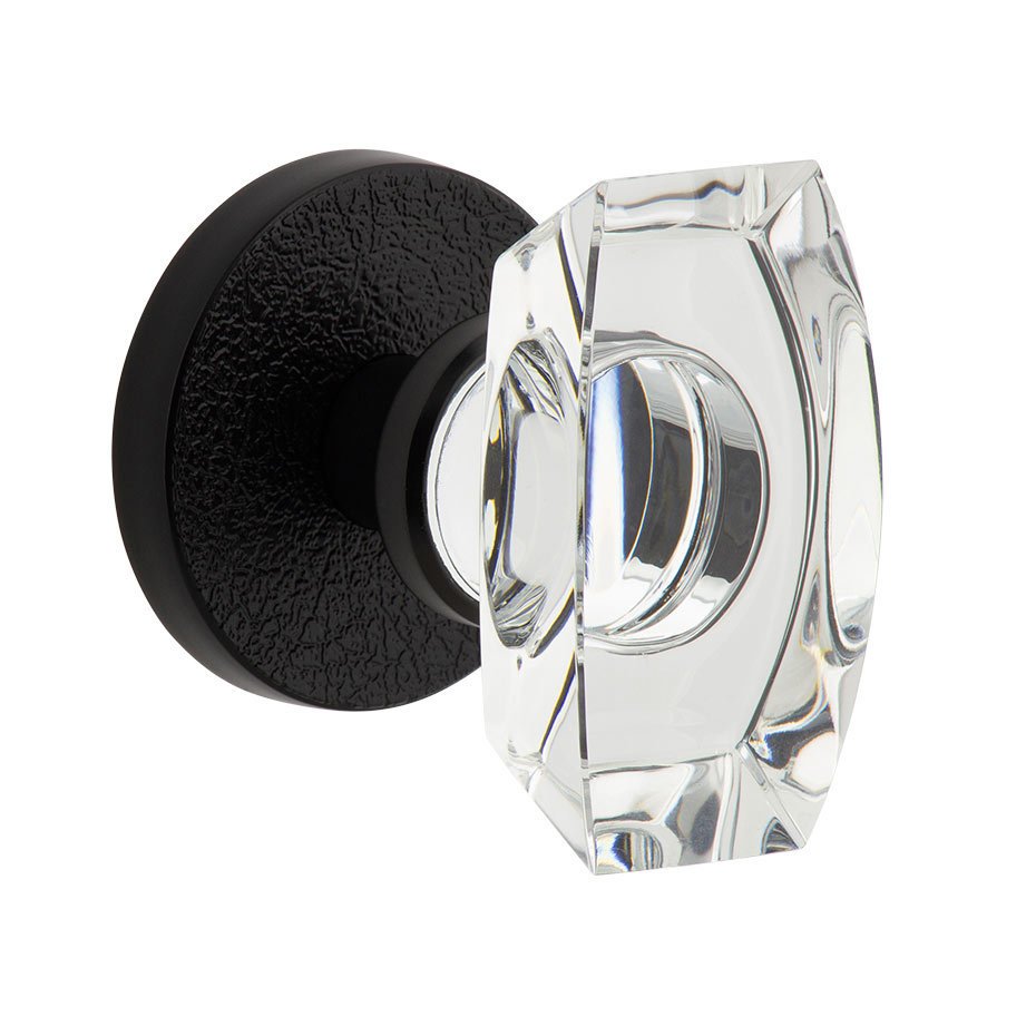 Complete Passage Set - Circolo Leather Rosette with Stella Crystal Knob in Satin Black